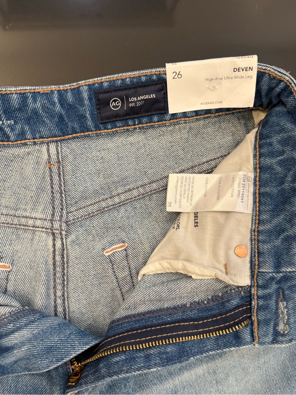 Ag Adriano Goldschmied Deven High Waist Ultra Wide-Leg Denim sz 26 - Picture 6 of 10